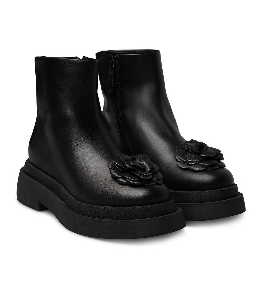 Loriblu Stivaletto in vitello nero con fiore Consegna Veloce