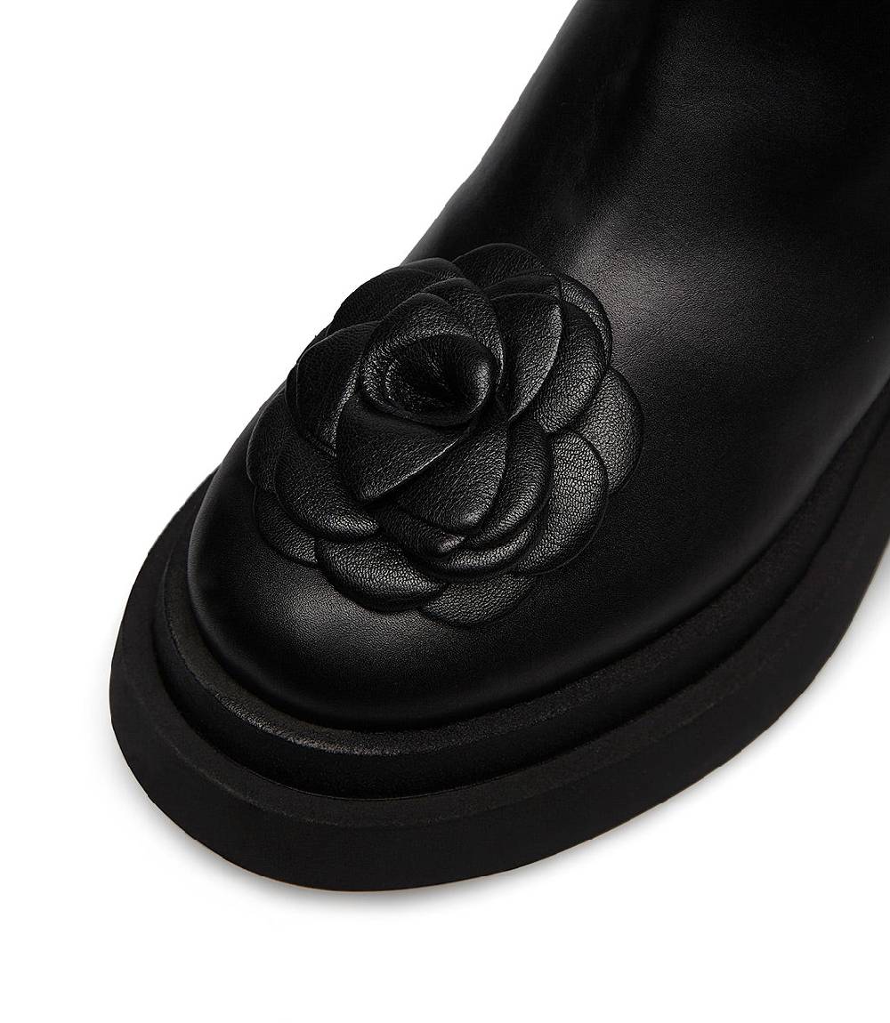 Loriblu Stivaletto in vitello nero con fiore Consegna Veloce