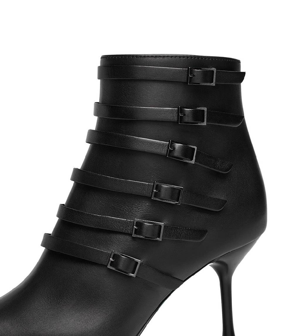 Loriblu Stivaletto in nappa nera con cinturini Prezzo Ridotto