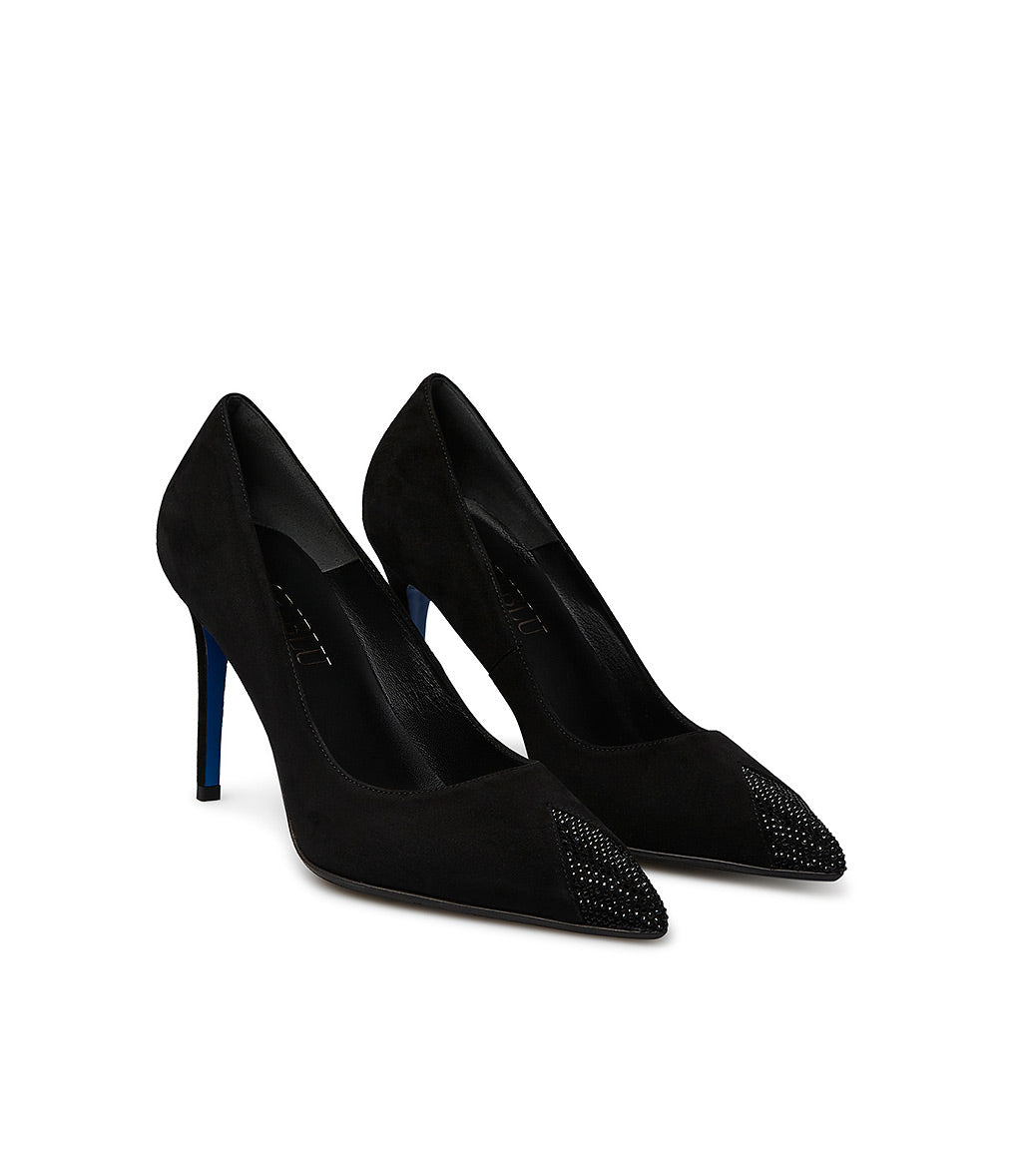 Loriblu Décolleté in nappa nera con cristalli Outlet