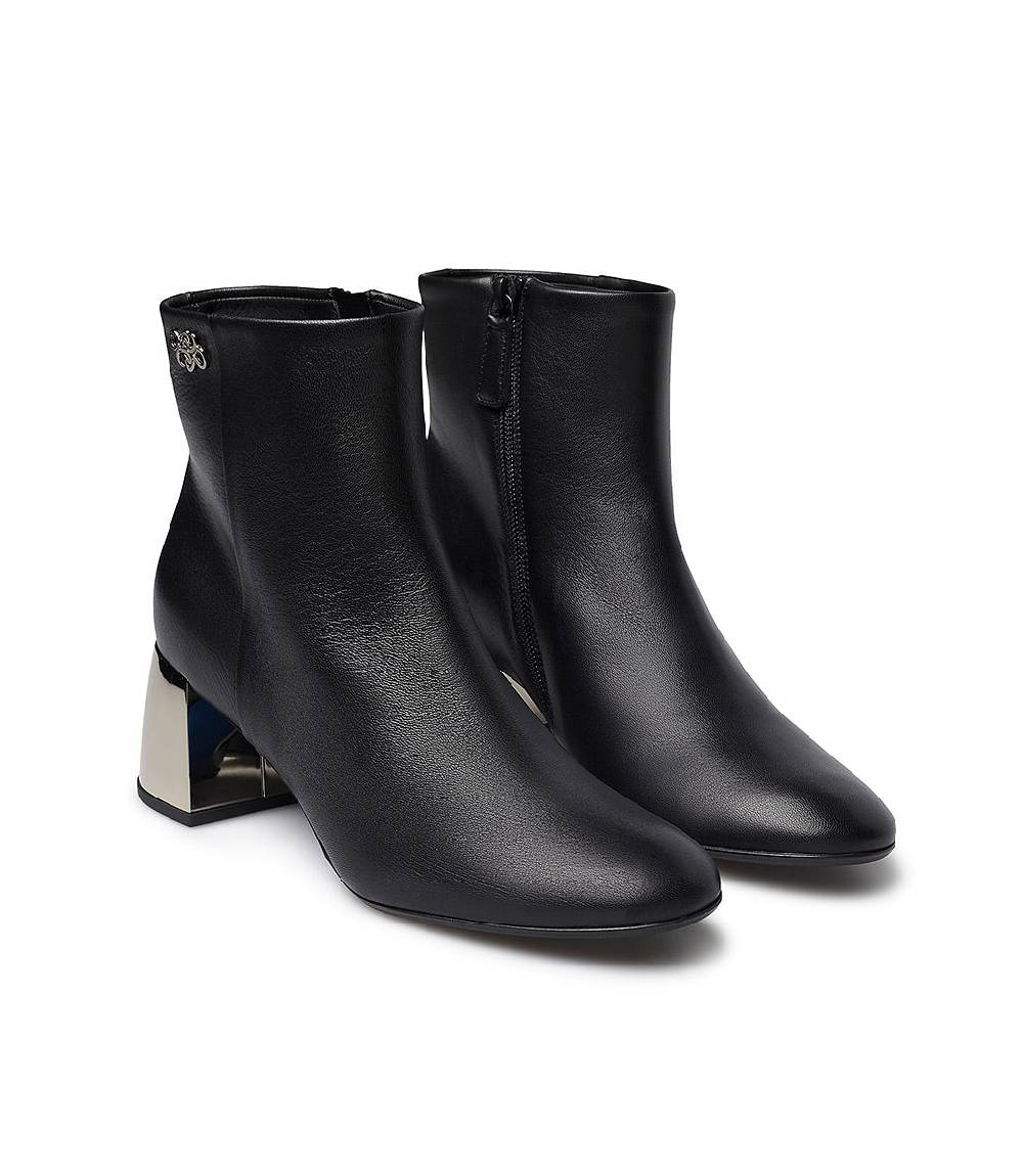 Loriblu Stivaletto in nappa nera con tacco metal argento Negozio