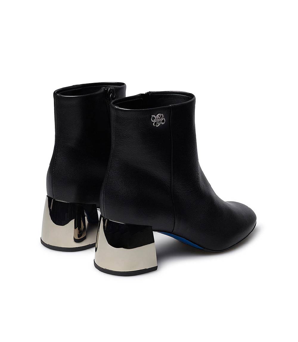 Loriblu Stivaletto in nappa nera con tacco metal argento Negozio