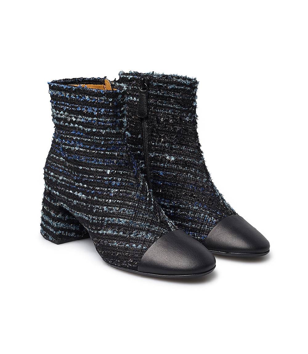 Loriblu Stivaletto in tessuto tweed e nappa blu Nuova