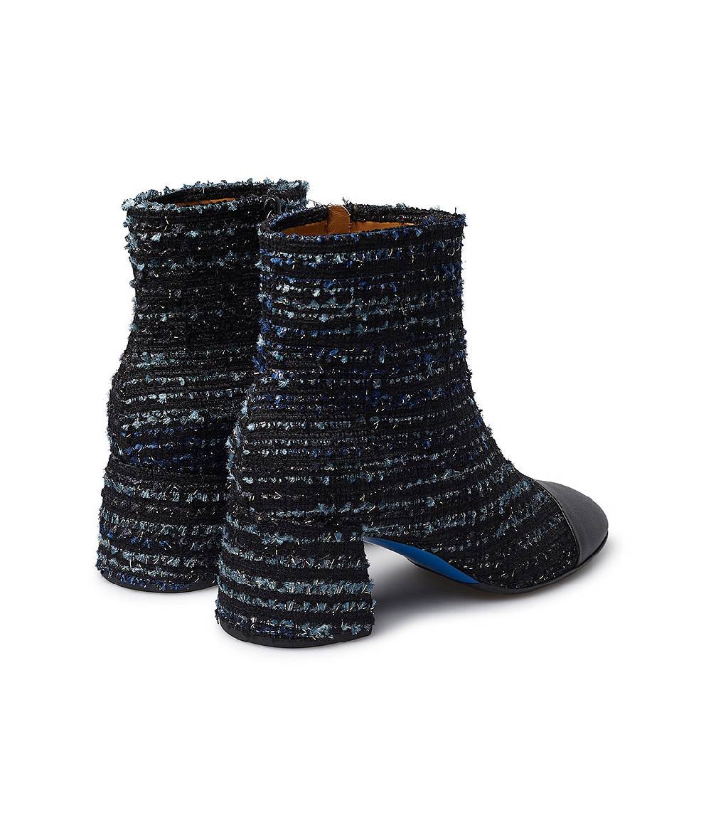 Loriblu Stivaletto in tessuto tweed e nappa blu Nuova