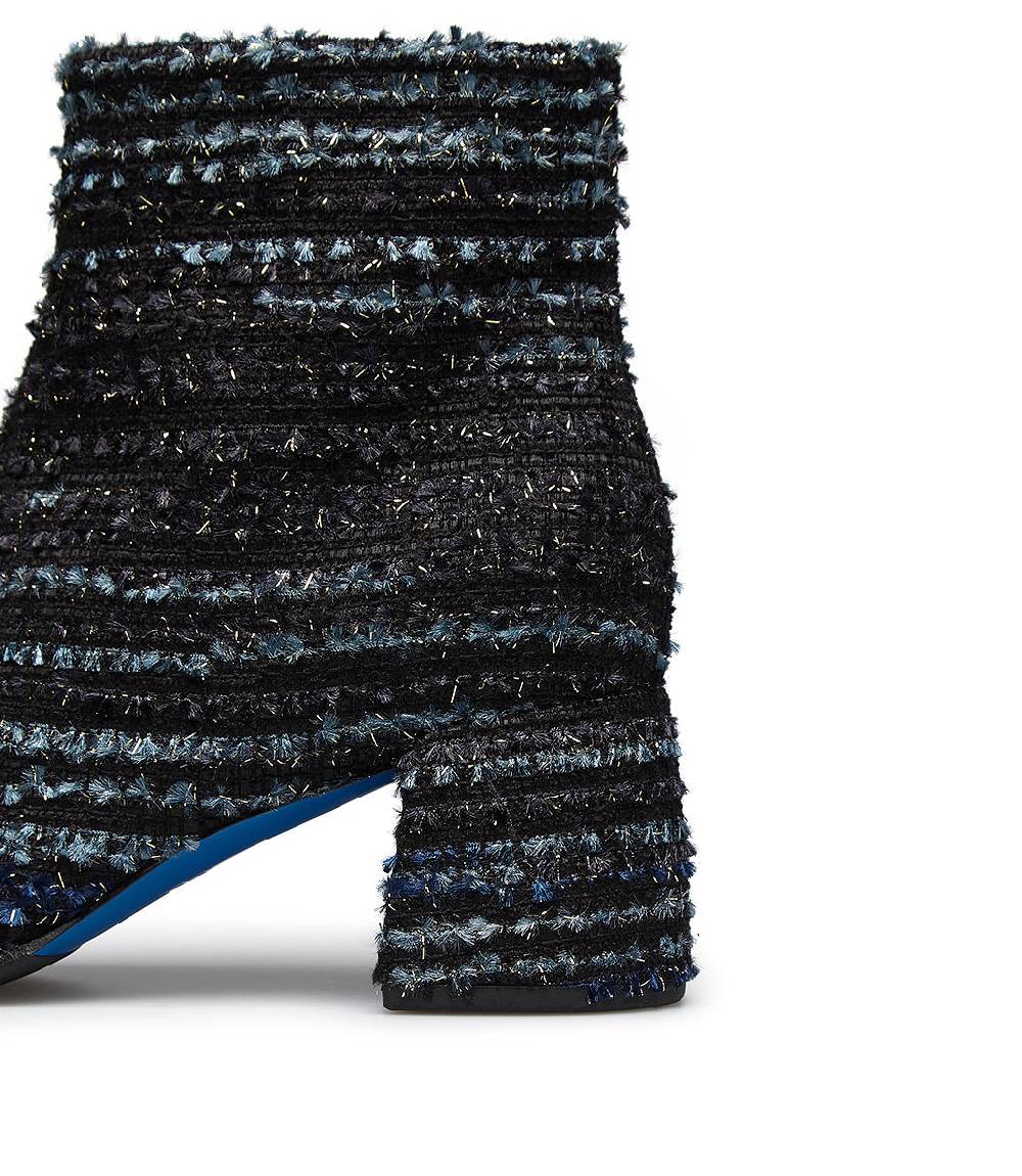Loriblu Stivaletto in tessuto tweed e nappa blu Nuova