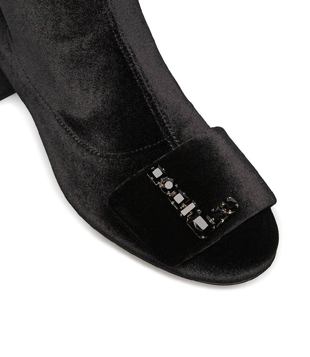 Loriblu Stivaletti in velluto nero con Logo Signature cristalli Moda