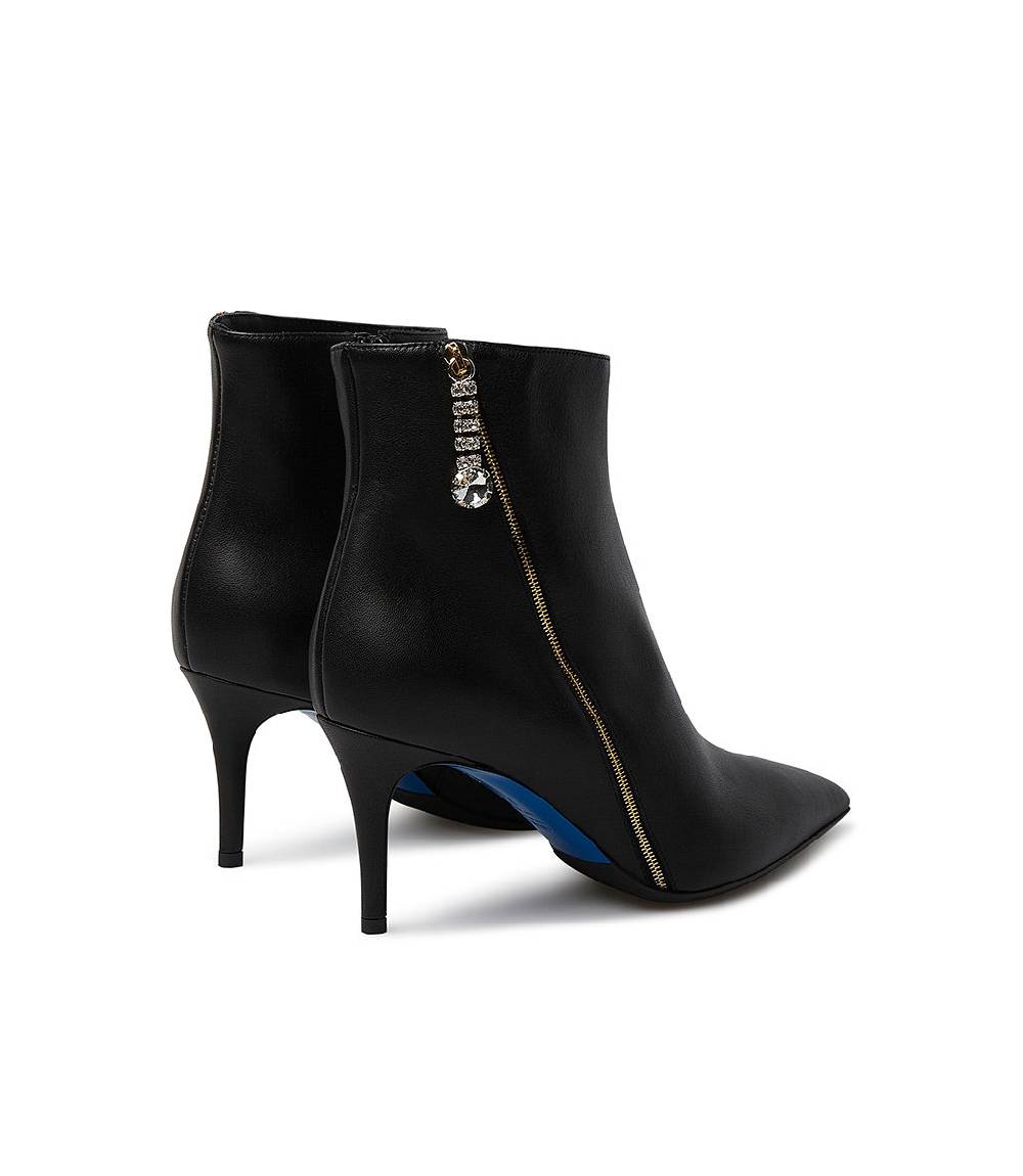 Loriblu Stivaletto in nappa nera con zip decorativa oro Spedizione Gratuita