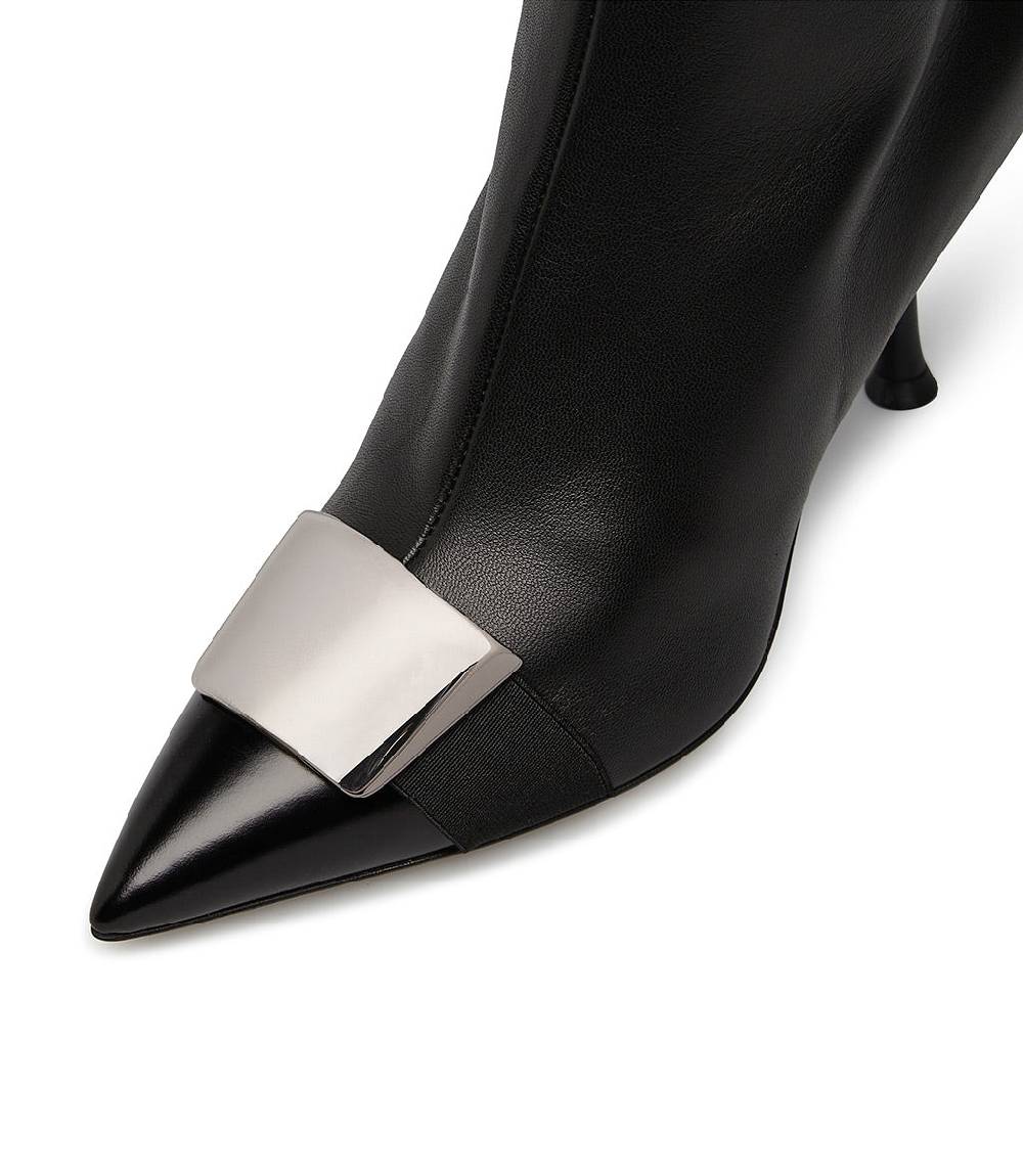 Loriblu Stivaletto in nappa nera con placca Logo metal Soddisfazione Garantita