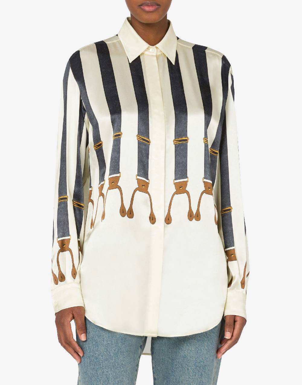 Love Moschino Camicia in raso Suspenders Print Vendite Flash