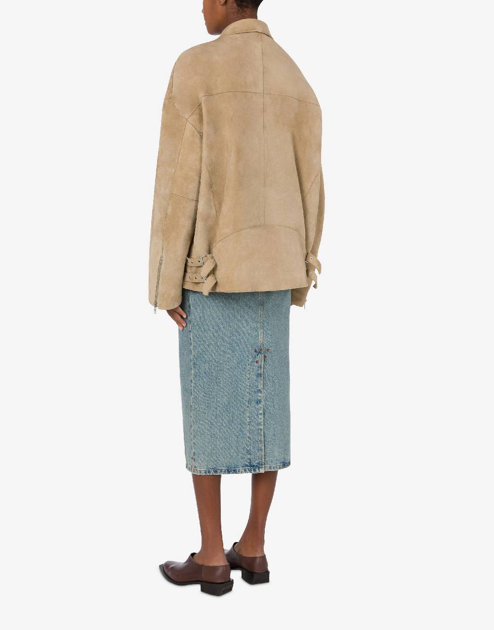 Love Moschino Giacca Biker oversize in camoscio In Saldo