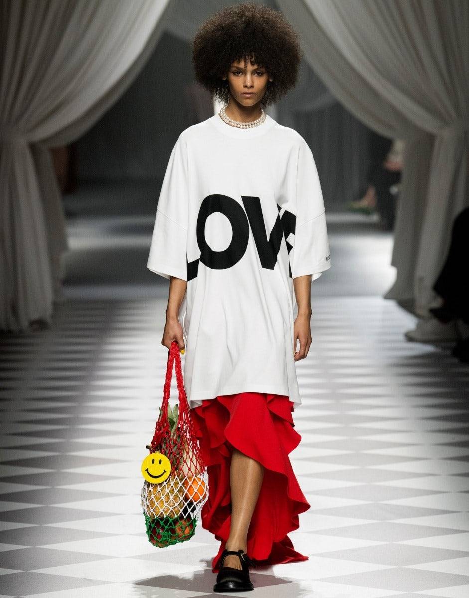 Love Moschino Gonna in crêpe con ruches Promozione