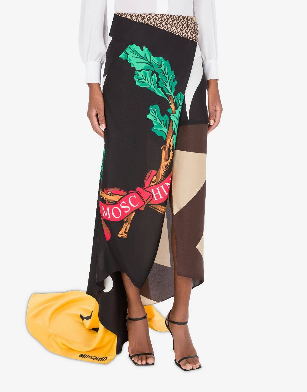 Love Moschino Gonna in twill di seta Patchwork Pezzi Unici