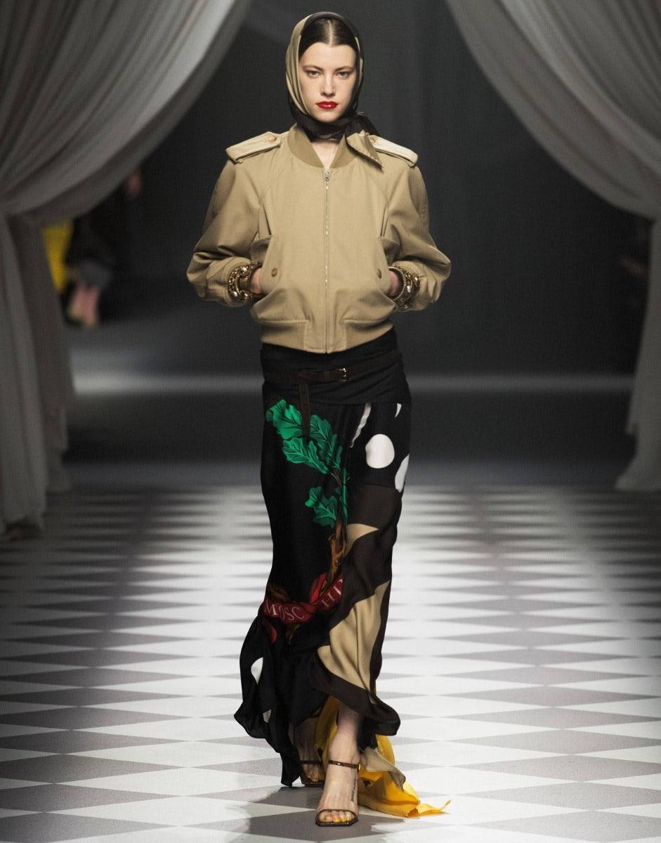 Love Moschino Gonna in twill di seta Patchwork Pezzi Unici