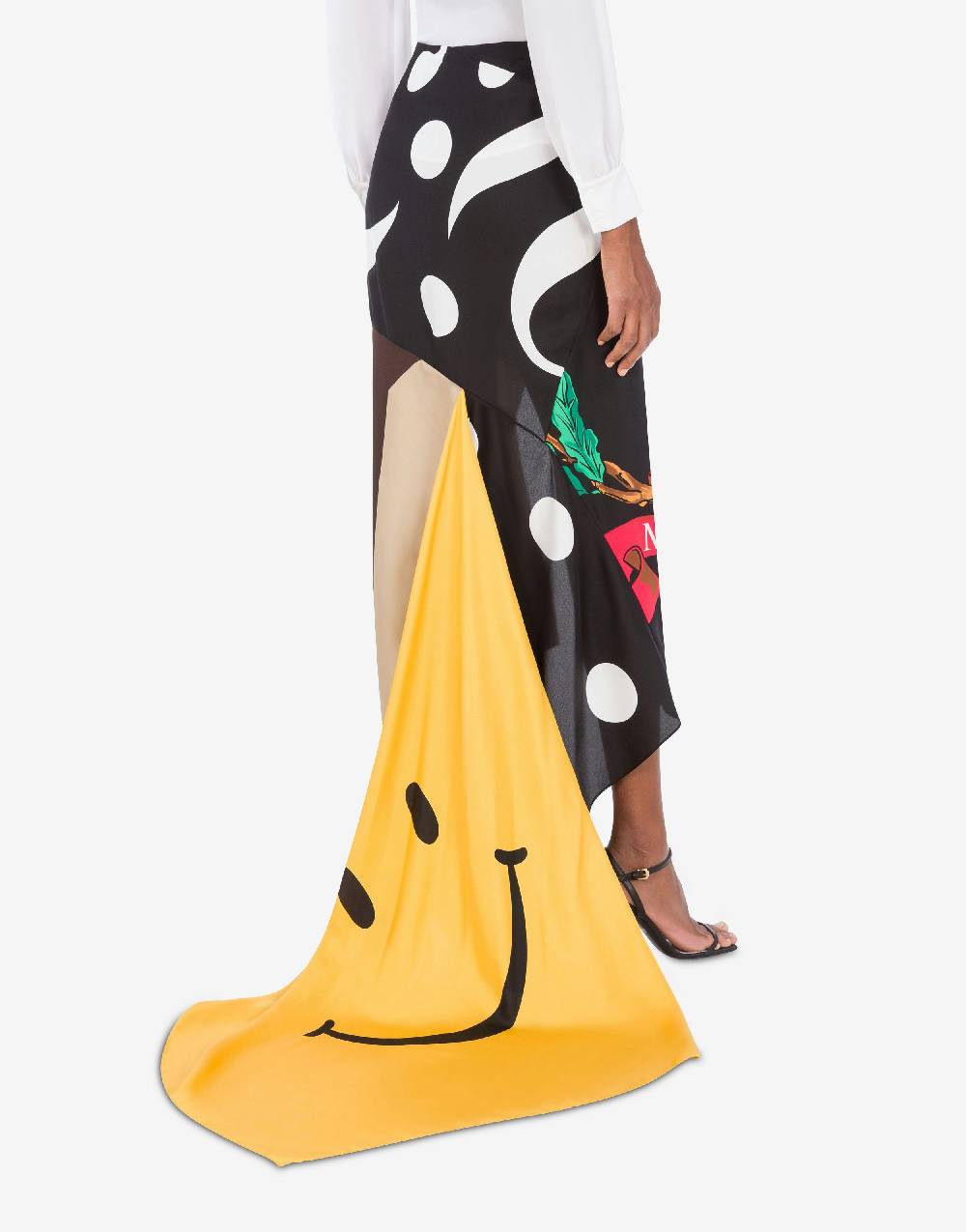 Love Moschino Gonna in twill di seta Patchwork Pezzi Unici