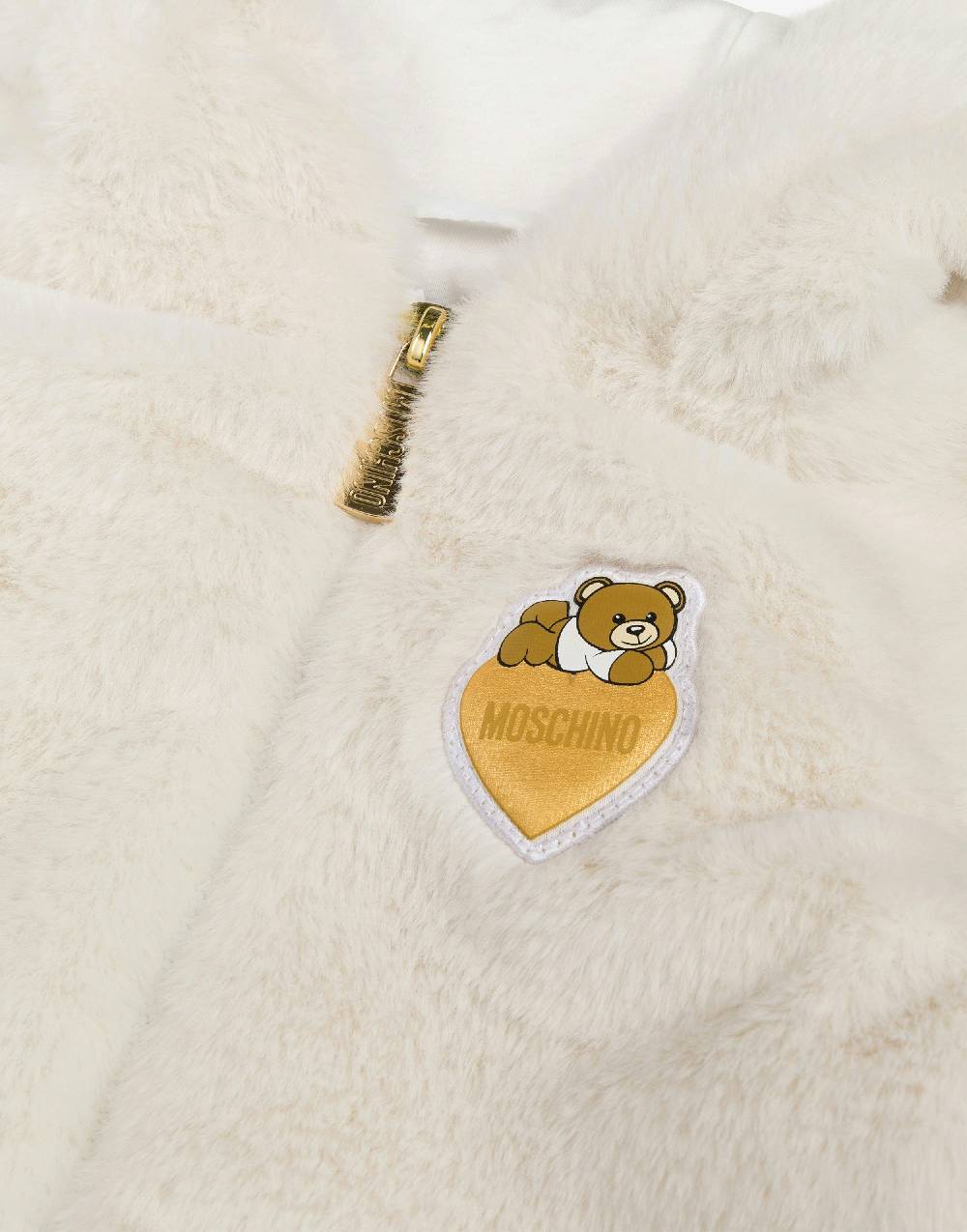 Love Moschino Cappotto in tessuto soft Teddy Heart Patch Novità