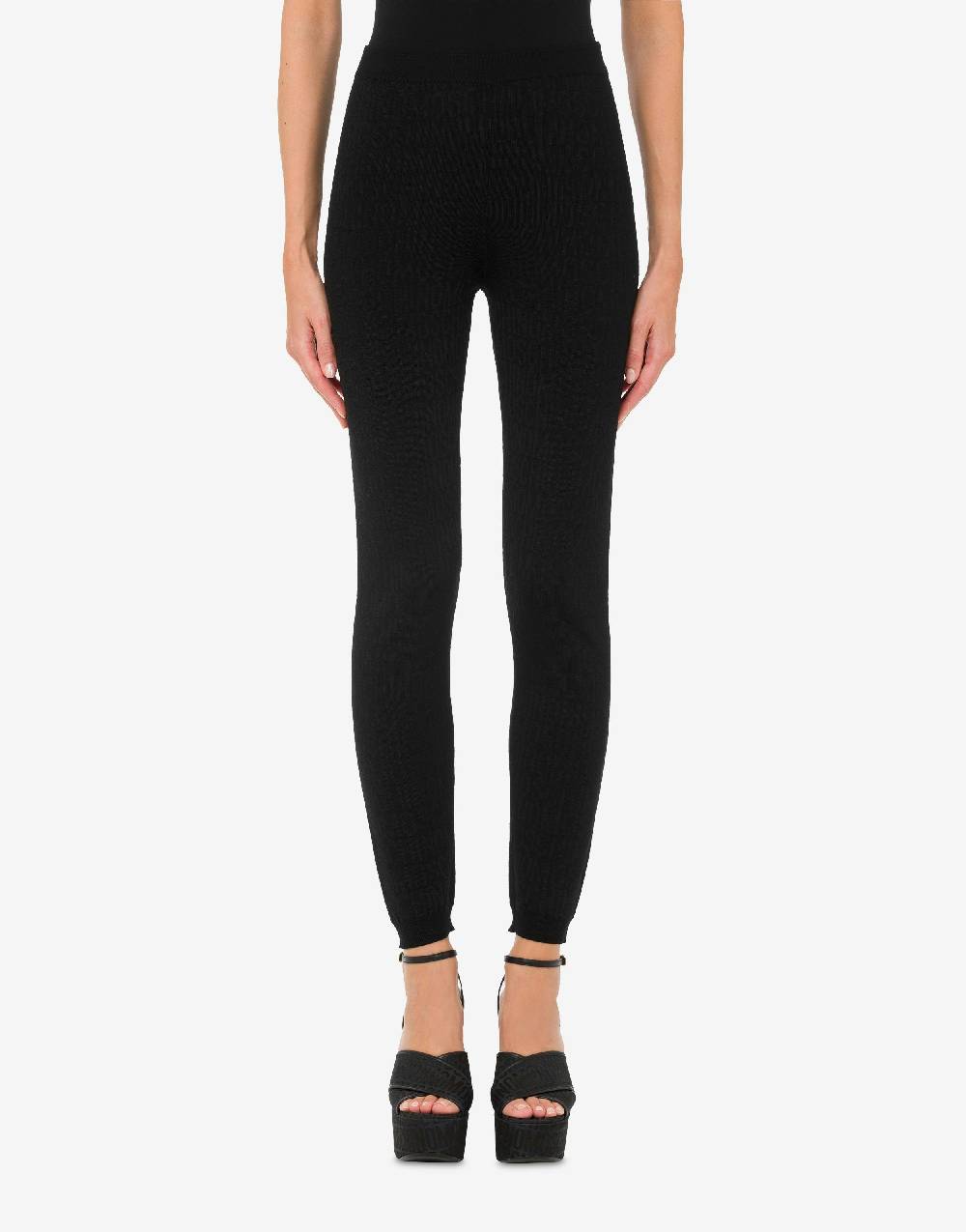 Love Moschino Leggings in lana Allover Logo Saldi Di Fabbrica