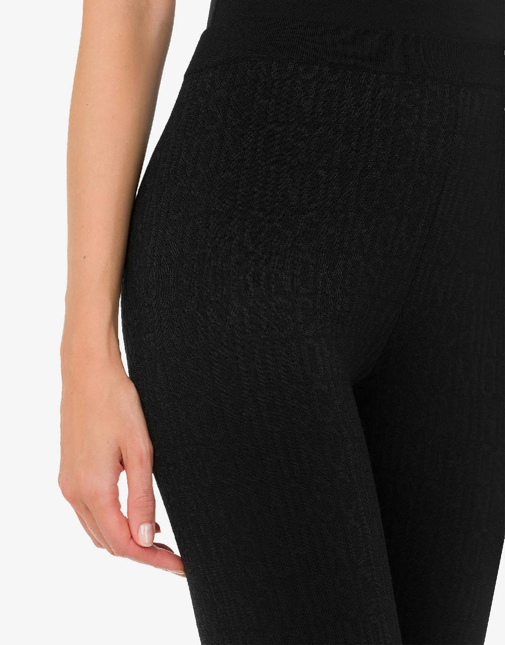 Love Moschino Leggings in lana Allover Logo Saldi Di Fabbrica