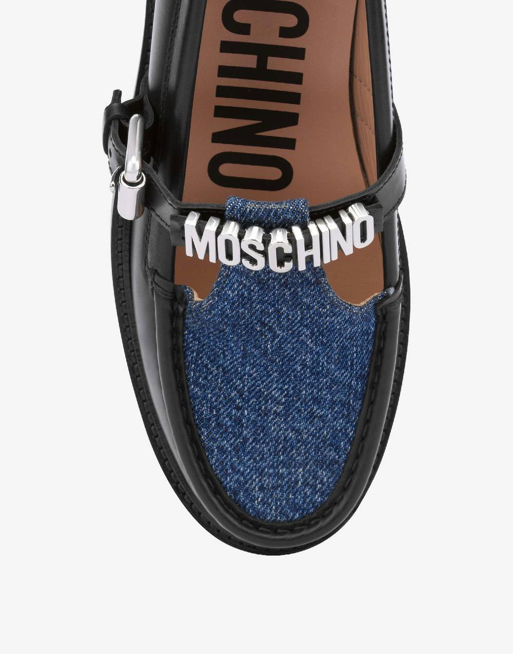 Love Moschino Mocassini in vitello e denim College Shopping Online