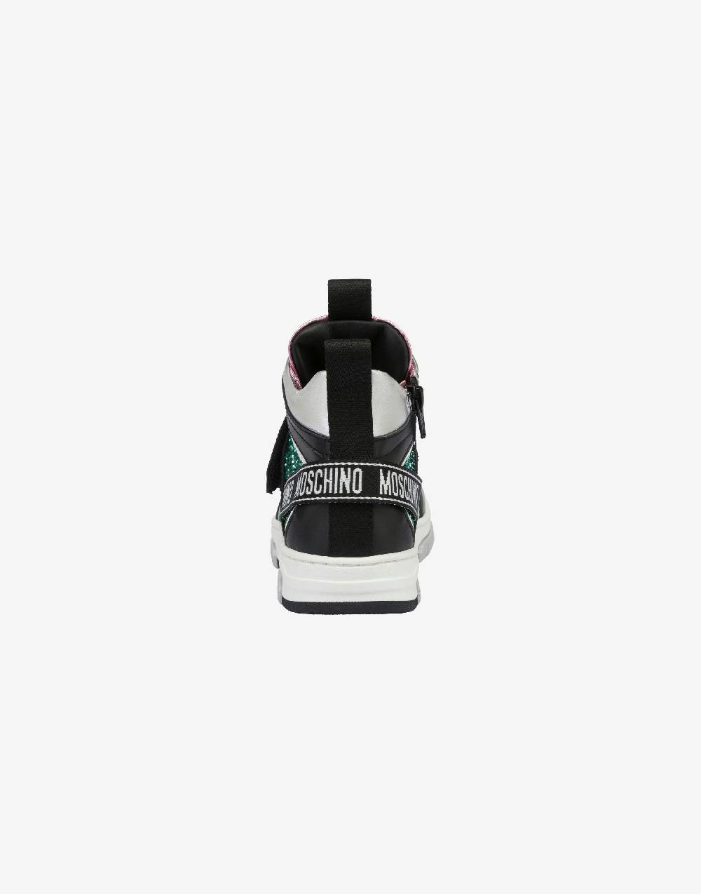 Love Moschino Sneakers alte in vitello e glitter Teddy Patch I Più Venduti