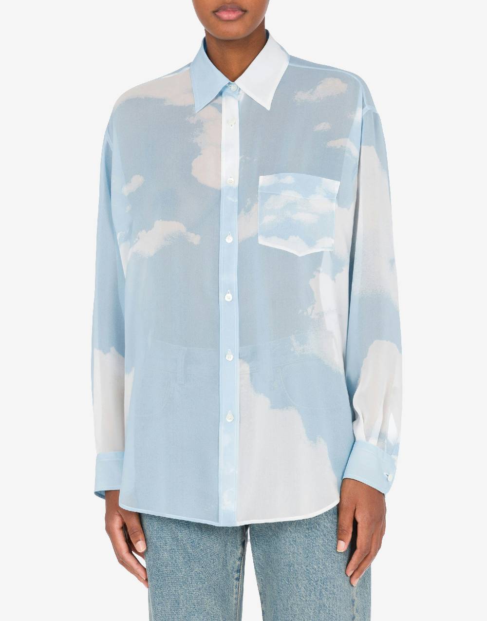 Love Moschino Camicia in georgette In The Cloud Negozi Online