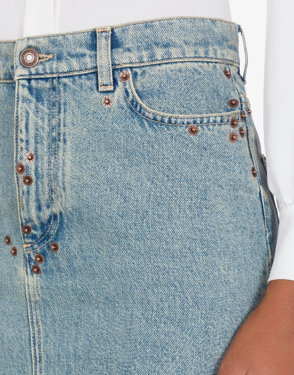 Love Moschino Gonna in denim blu di cotone Acquista Ora