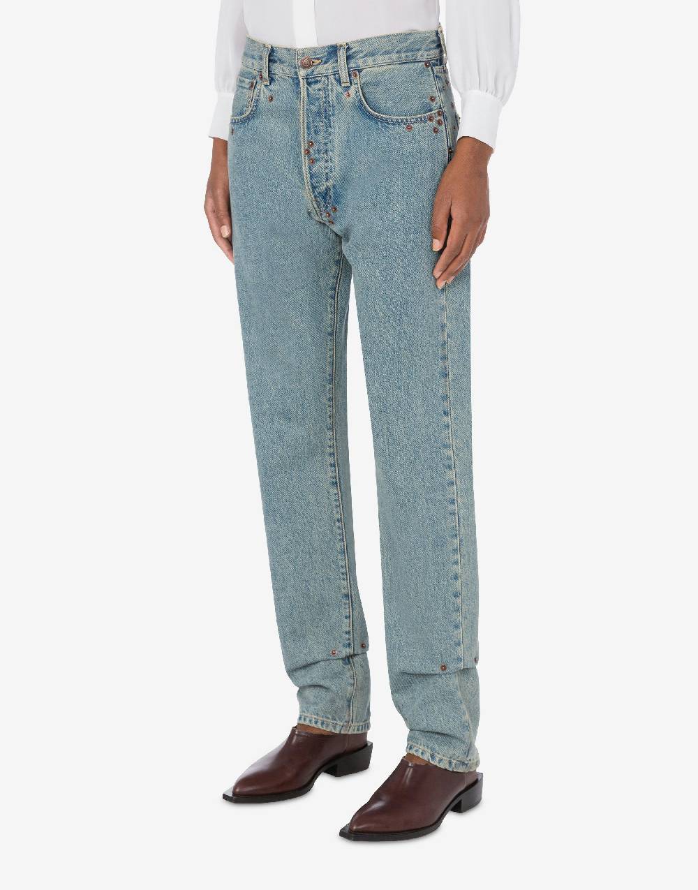 Love Moschino Pantalone in denim blu di cotone Sconto