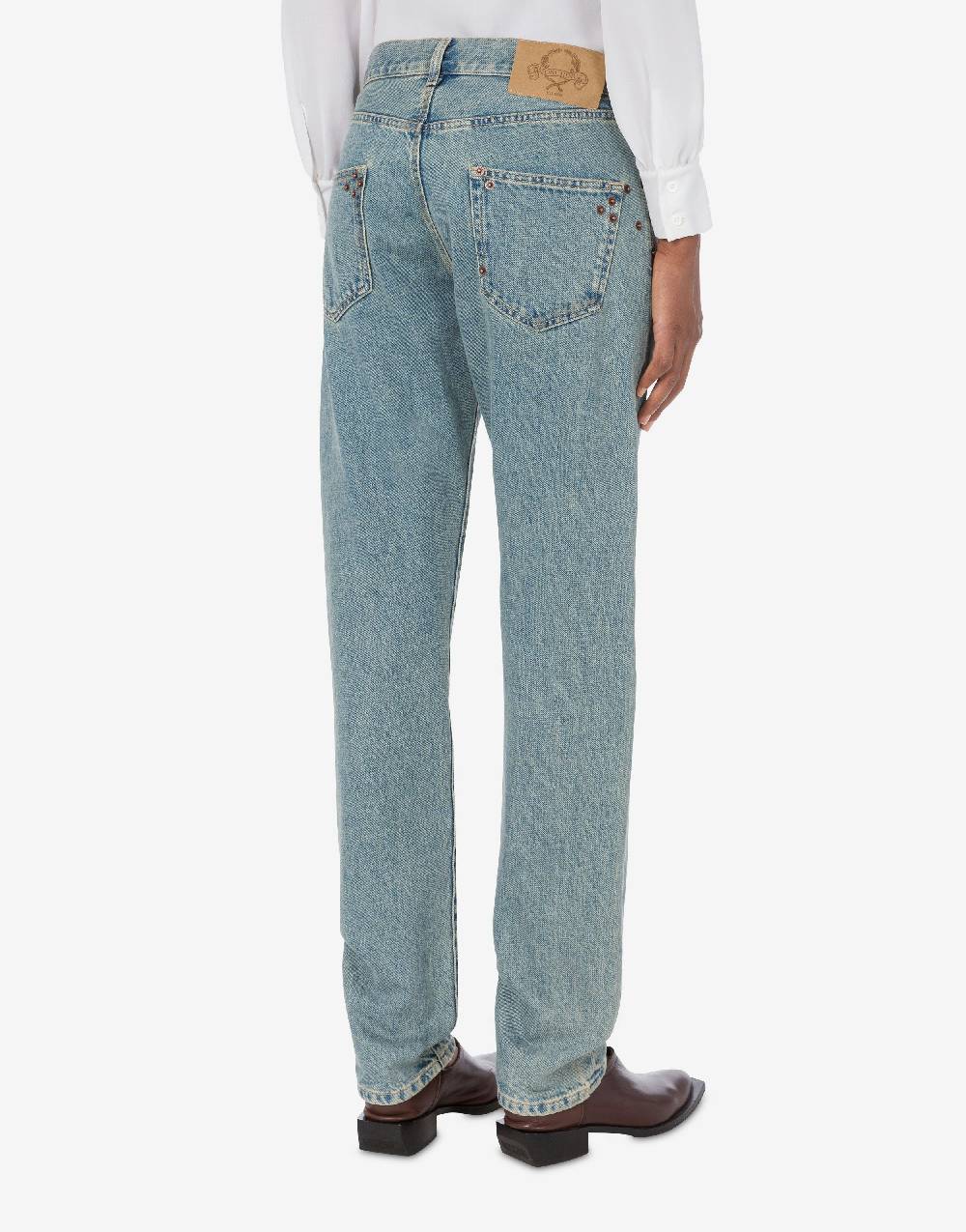 Love Moschino Pantalone in denim blu di cotone Sconto