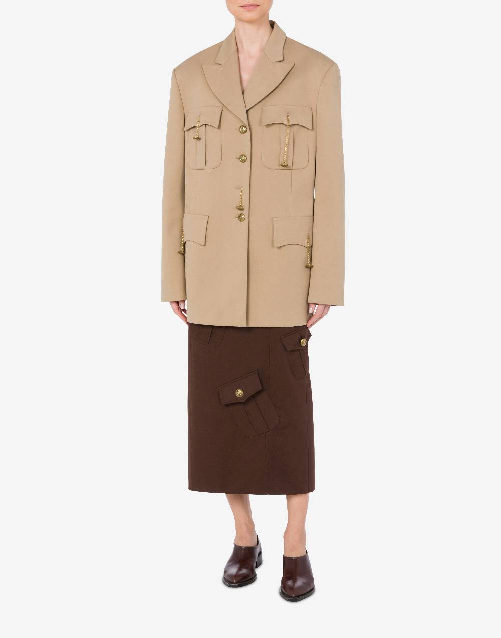 Love Moschino Giacca in gabardina Military Twist Vendita Economica
