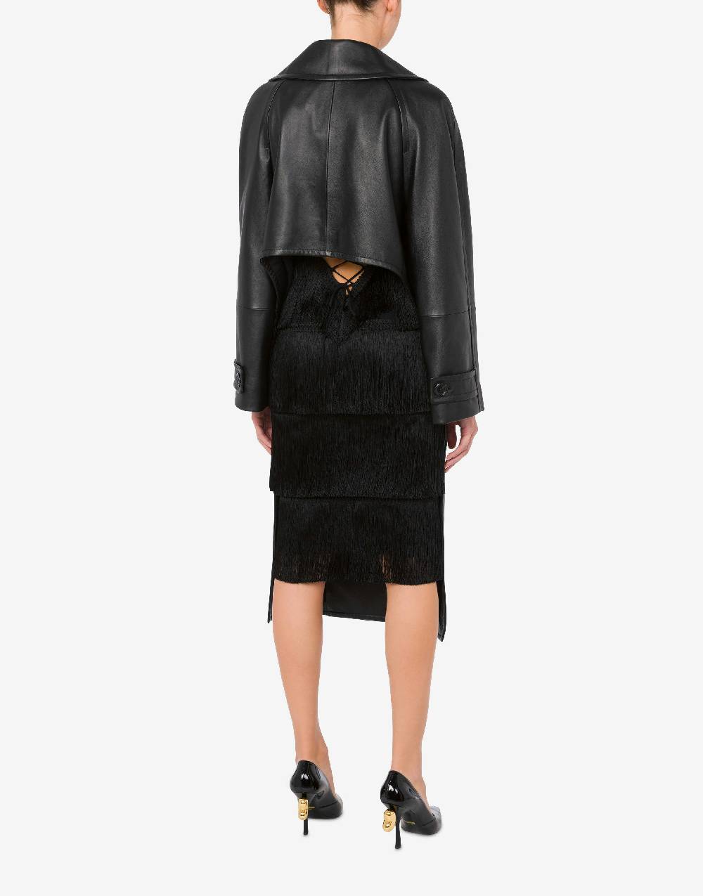 Love Moschino Cappotto asimmetrico in nappa In Saldo