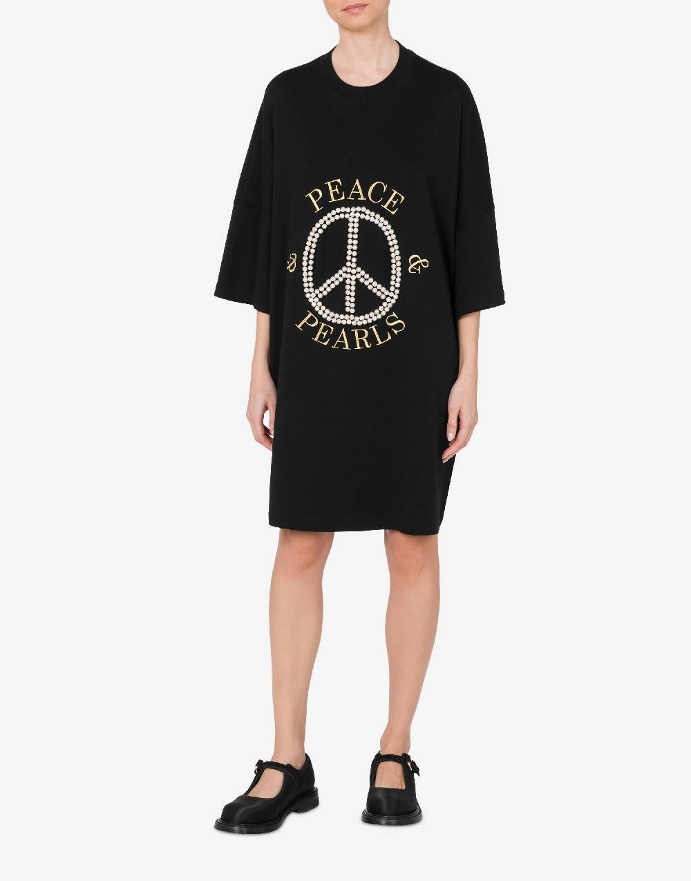 Love Moschino Abito in interlock di cotone Peace & Pearls Vendite Flash