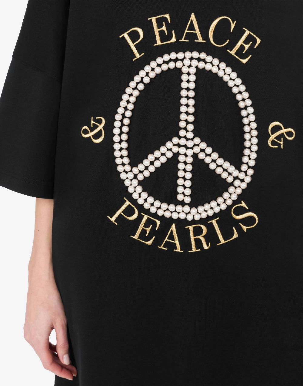Love Moschino Abito in interlock di cotone Peace & Pearls Vendite Flash