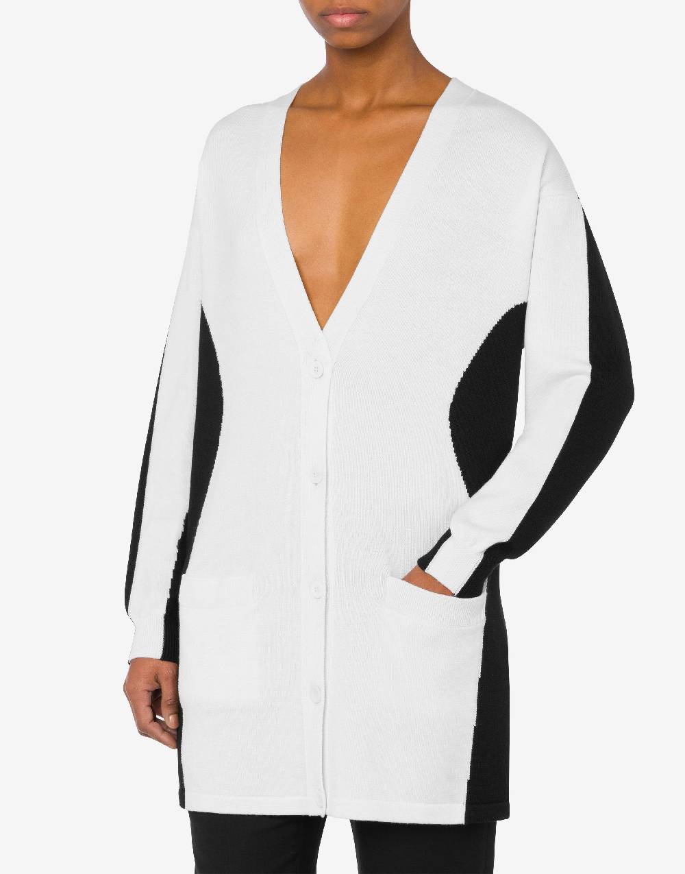 Love Moschino Cardigan in lana Black and White Negozio