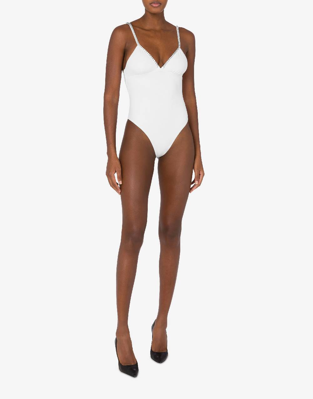 Love Moschino Costume intero Shiny Silver Logo Soddisfazione Garantita