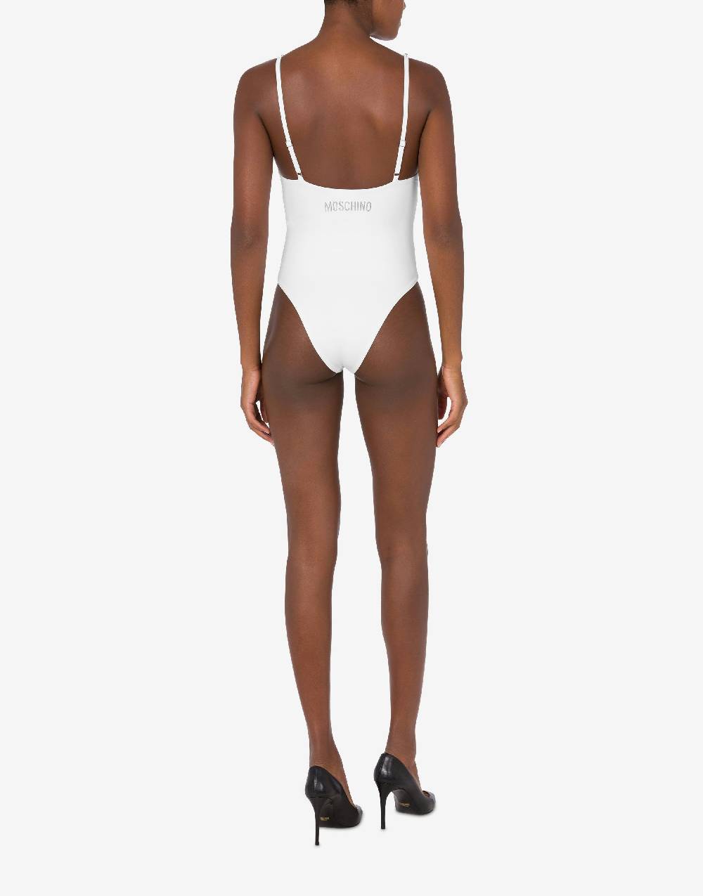 Love Moschino Costume intero Shiny Silver Logo Soddisfazione Garantita