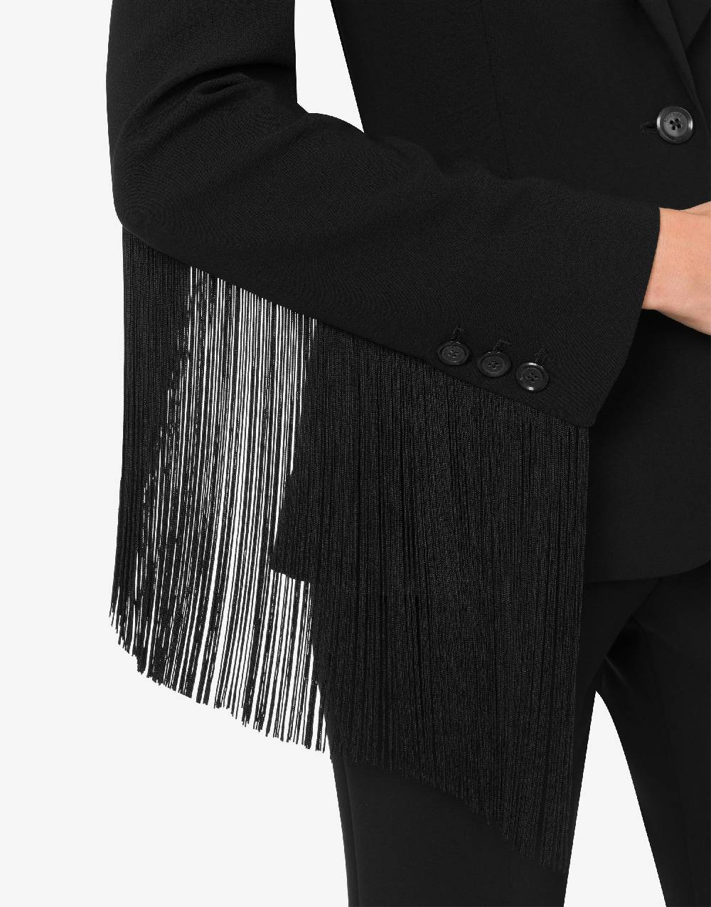 Love Moschino Giacca in crêpe con frange Fino Al -60%
