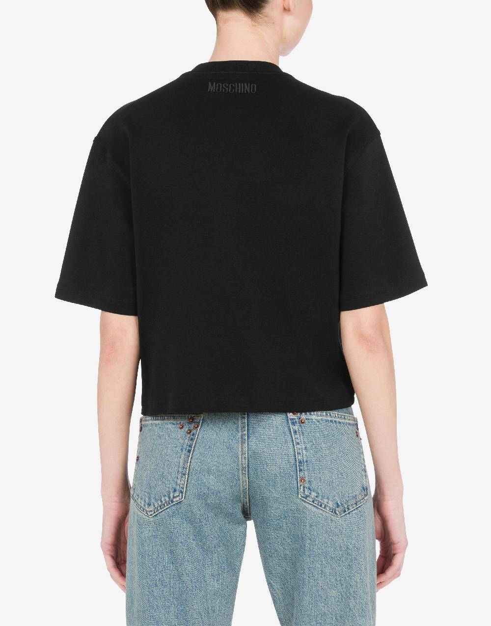 Love Moschino T-shirt in interlock di cotone Peace & Pearls Shopping Online