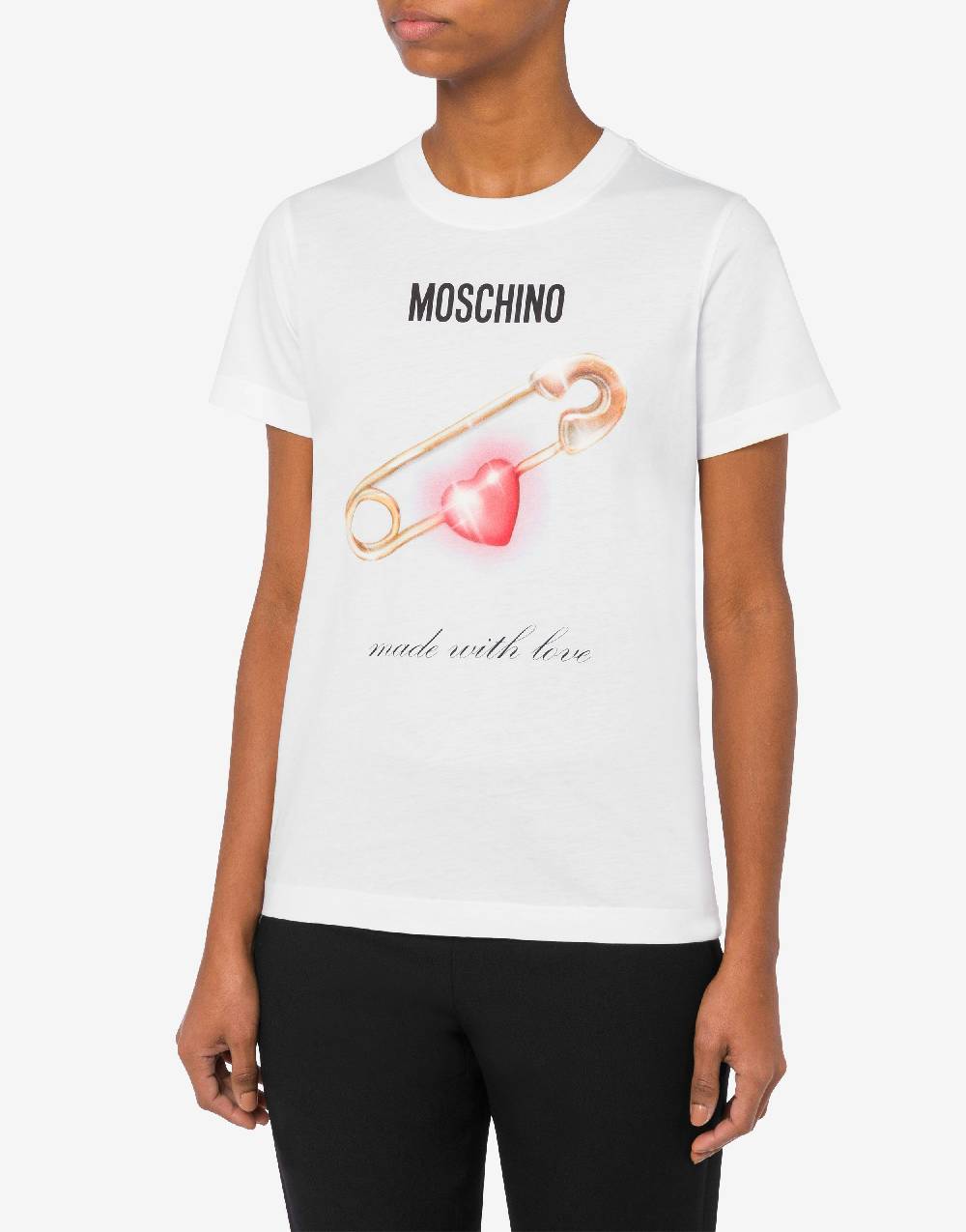 Love Moschino T-shirt Heart Safety Pin Saldi Di Fabbrica