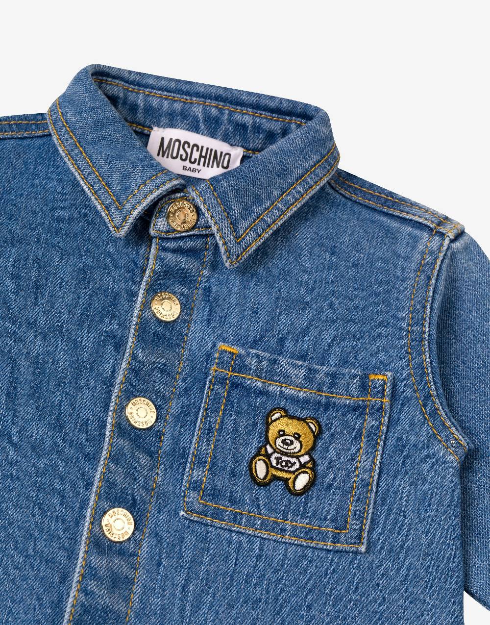 Love Moschino Camicia in denim stretch Teddy Patch Saldi