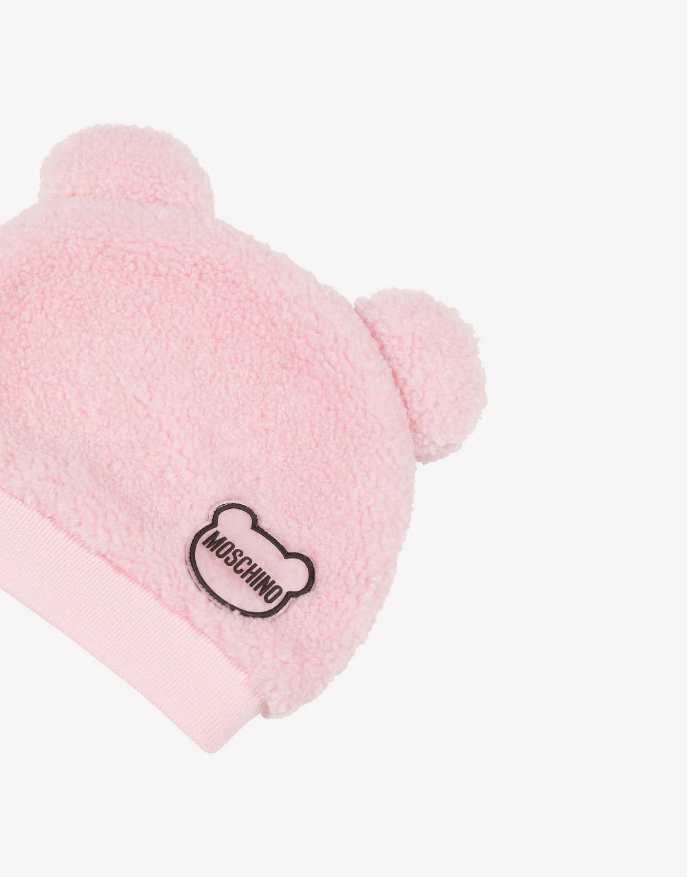 Love Moschino Cappello in tessuto soft Teddy Patch Vendita Economica