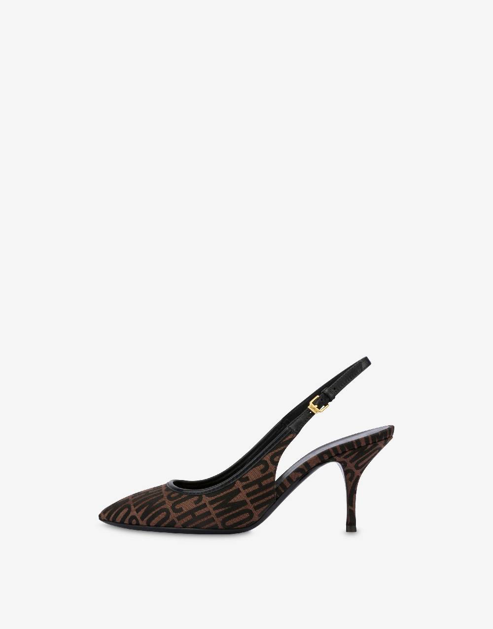 Love Moschino Slingback in nylon Allover Logo Offerta speciale