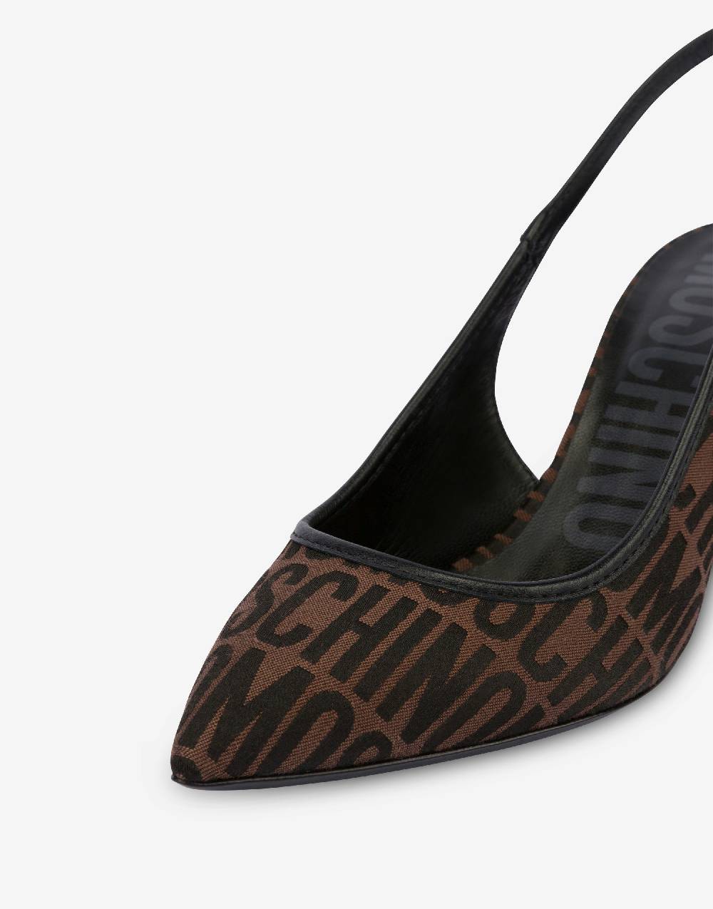 Love Moschino Slingback in nylon Allover Logo Offerta speciale