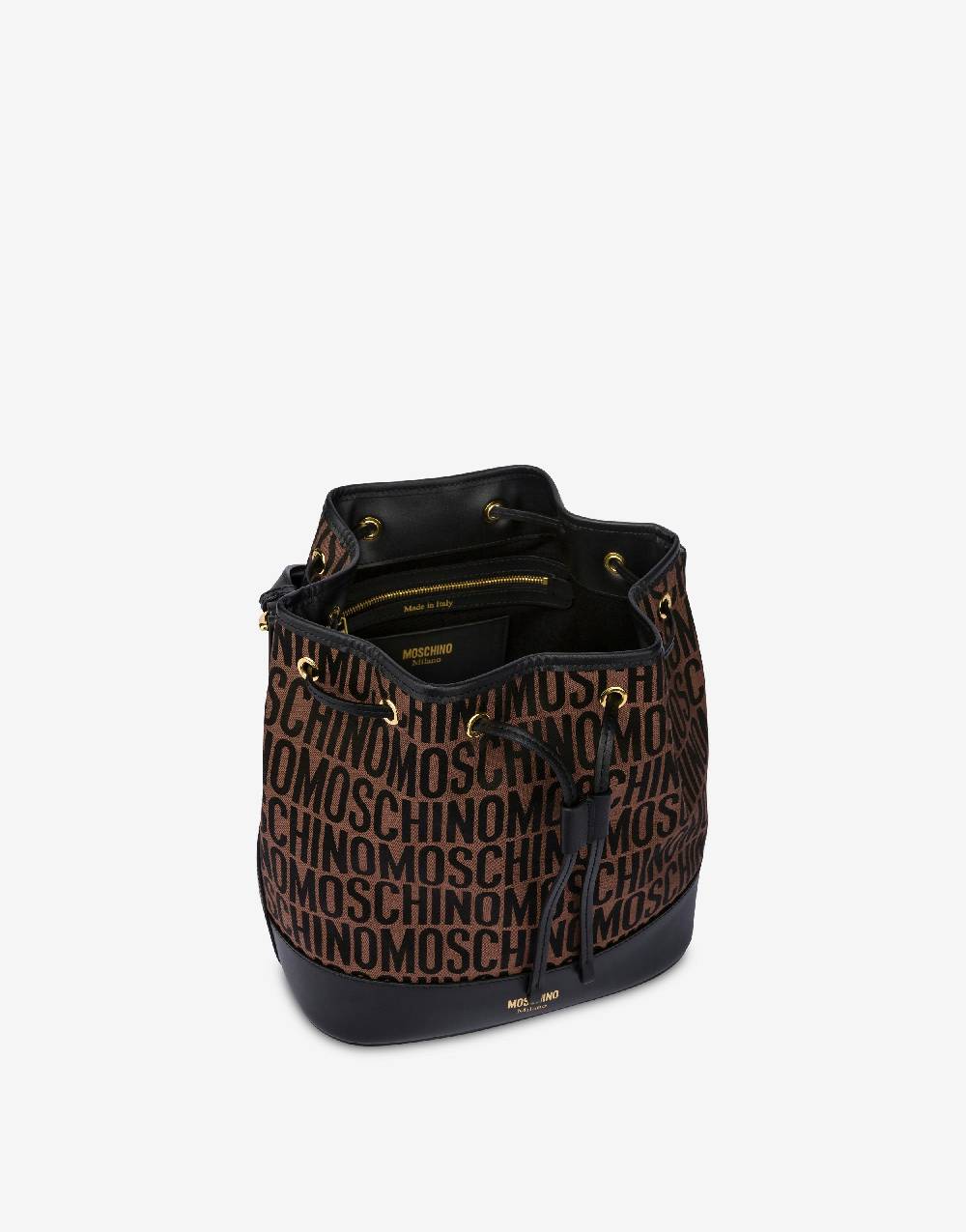 Love Moschino Borsa a secchiello in nylon Allover Logo Negozi Online
