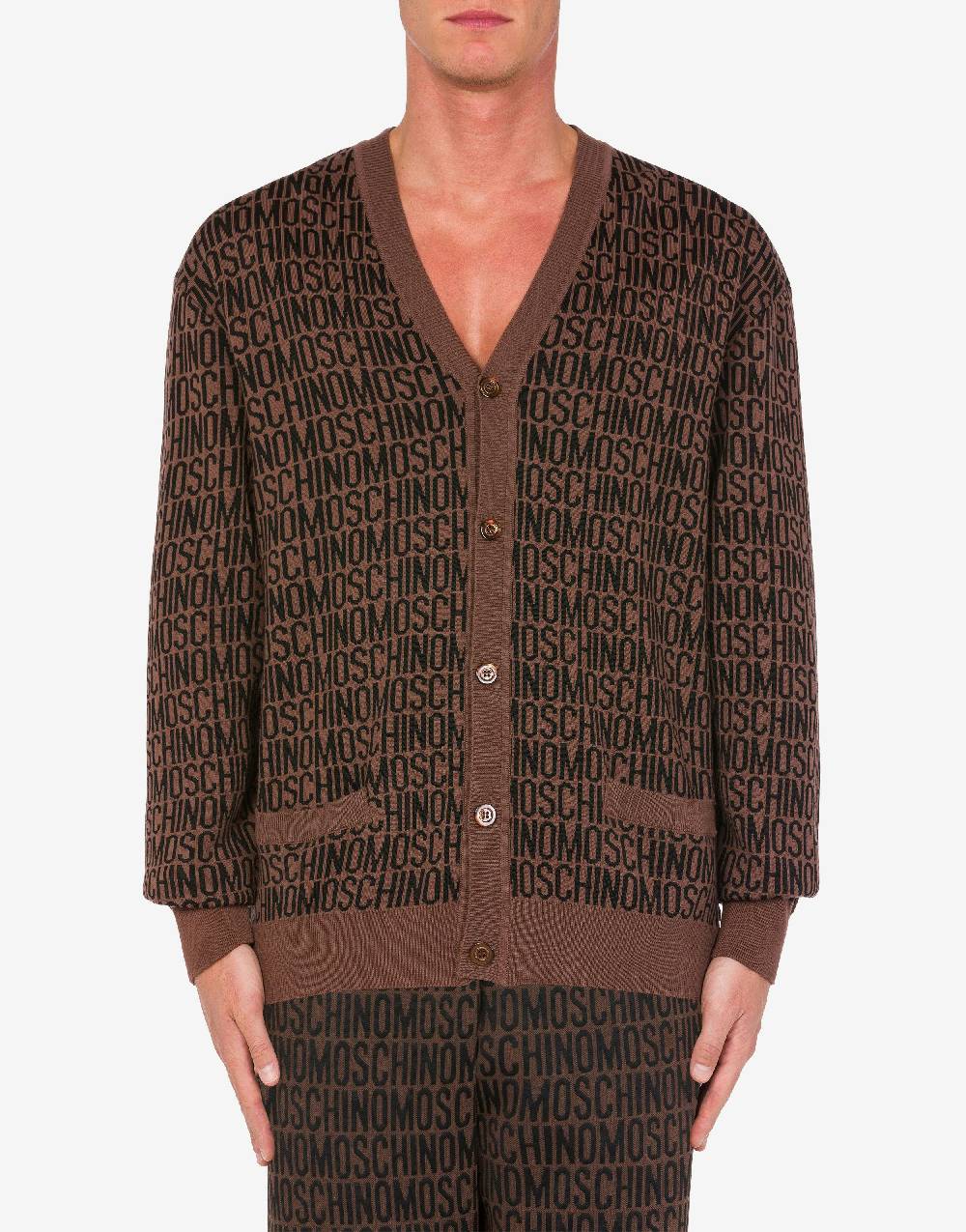 Love Moschino Cardigan in lana jacquard Allover Logo Negozi Online