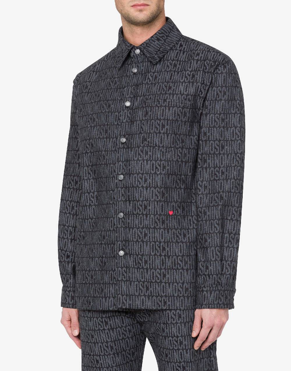 Love Moschino Camicia in denim Allover Logo Promozione Limitata
