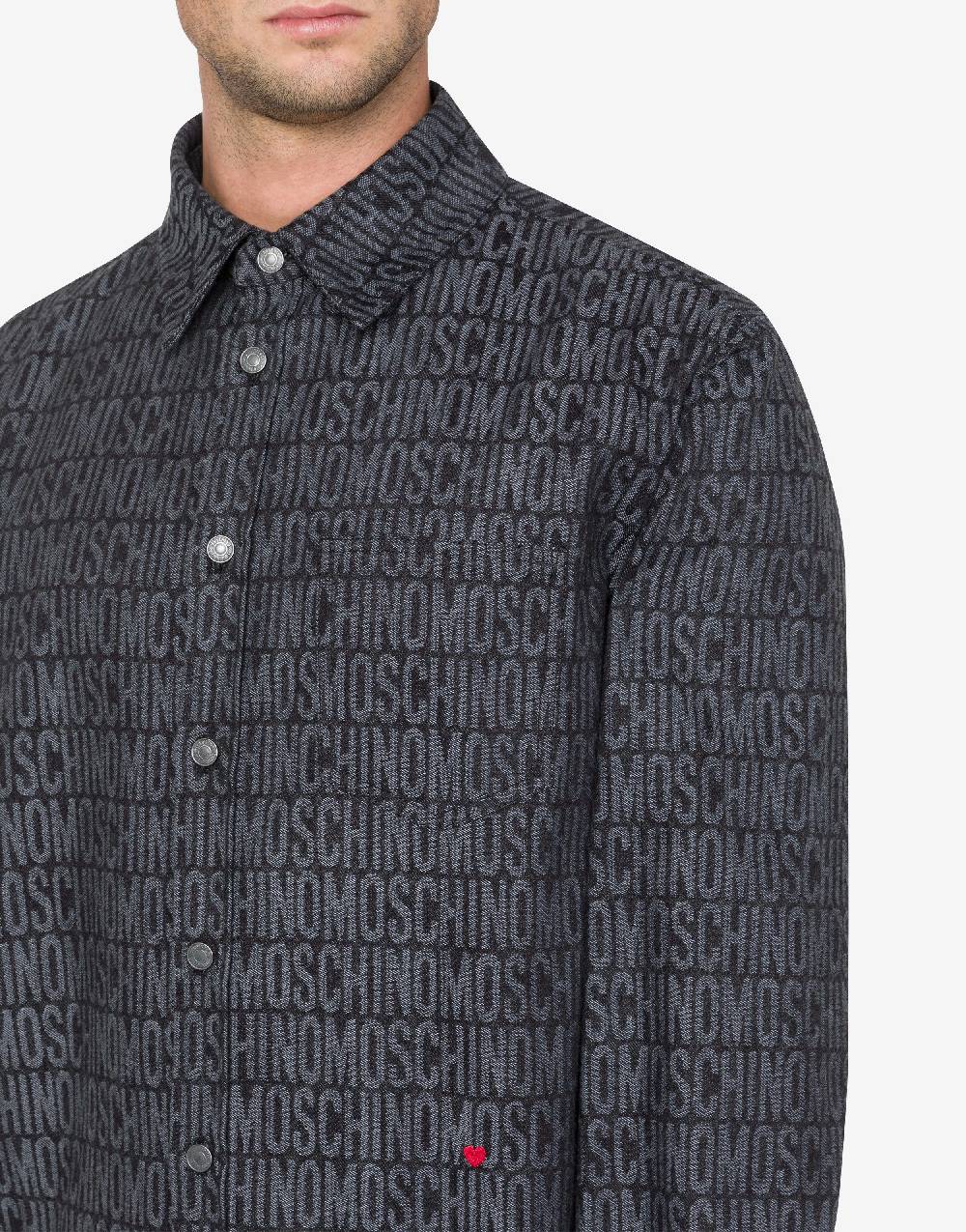 Love Moschino Camicia in denim Allover Logo Promozione Limitata