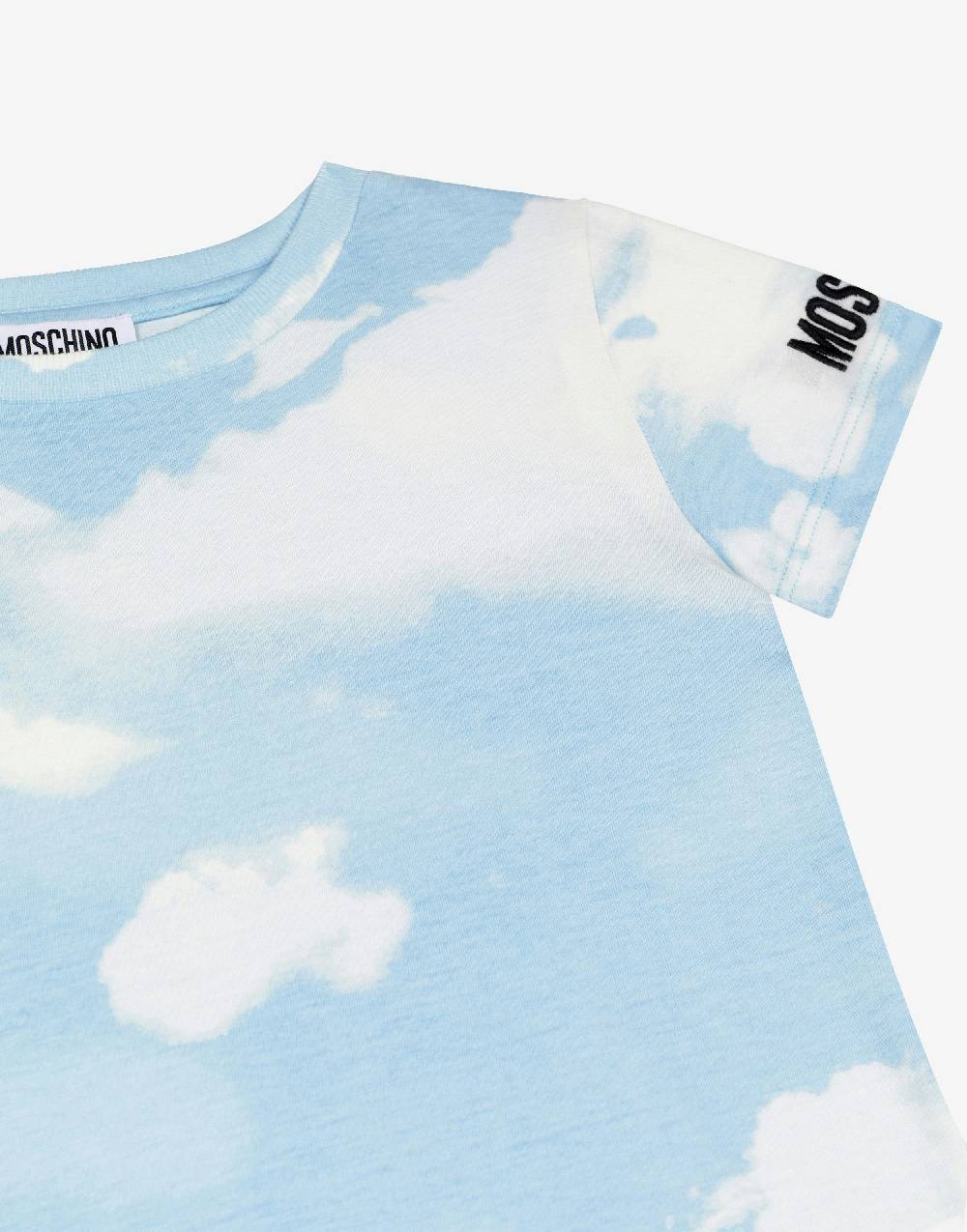 Love Moschino T-shirt in jersey Allover Clouds Saldi