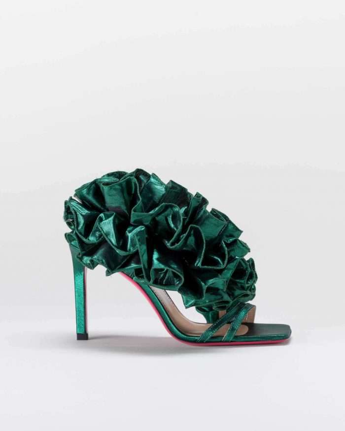 LUCIANO PADOVAN SANDALO EMILY TESSUTO LUREX VERDE 2025