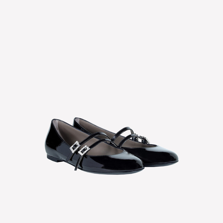 Roberto Festa BALLERINA IN VERNICE CON DOPPIO CINTURINO E FIBBIE STRASS DITS In Linea