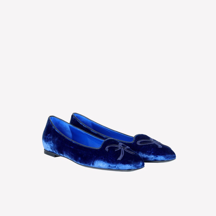 Roberto Festa BALLERINA IN VELLUTO BLU CHINA CON RICAMO RF FELIX Qualità