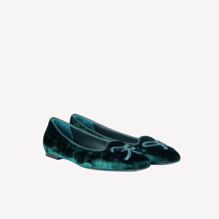 Roberto Festa BALLERINA IN VELLUTO VERDONE CON RICAMO RF FELIX Promozione